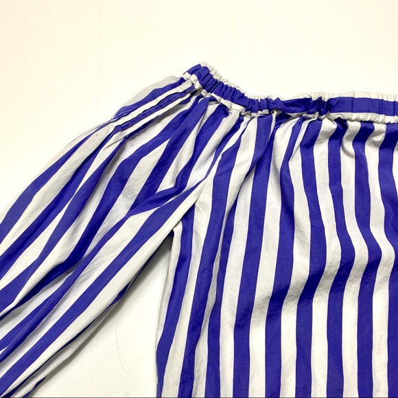 Thomas Mason J.Crew Shirt Womens 0 Striped Off Shoulder Preppy Old Money - Picture 3 of 7